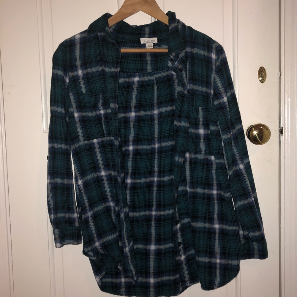 Longer, turquoise flannel